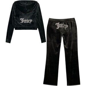 Juicy Couture NEW Women's Bling Velour Tracksuit Licorice Medium